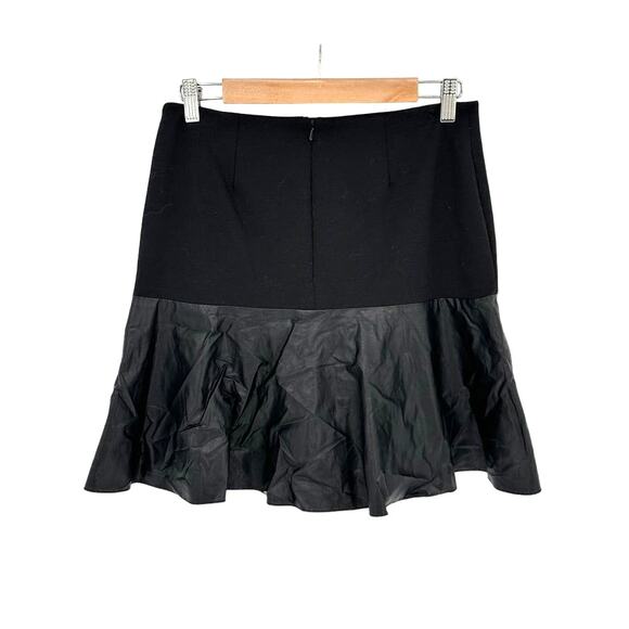 Halogen Fit and Flare Mini Skirt with Faux Leather Pleated Hem Black Size 4 - Picture 2 of 8